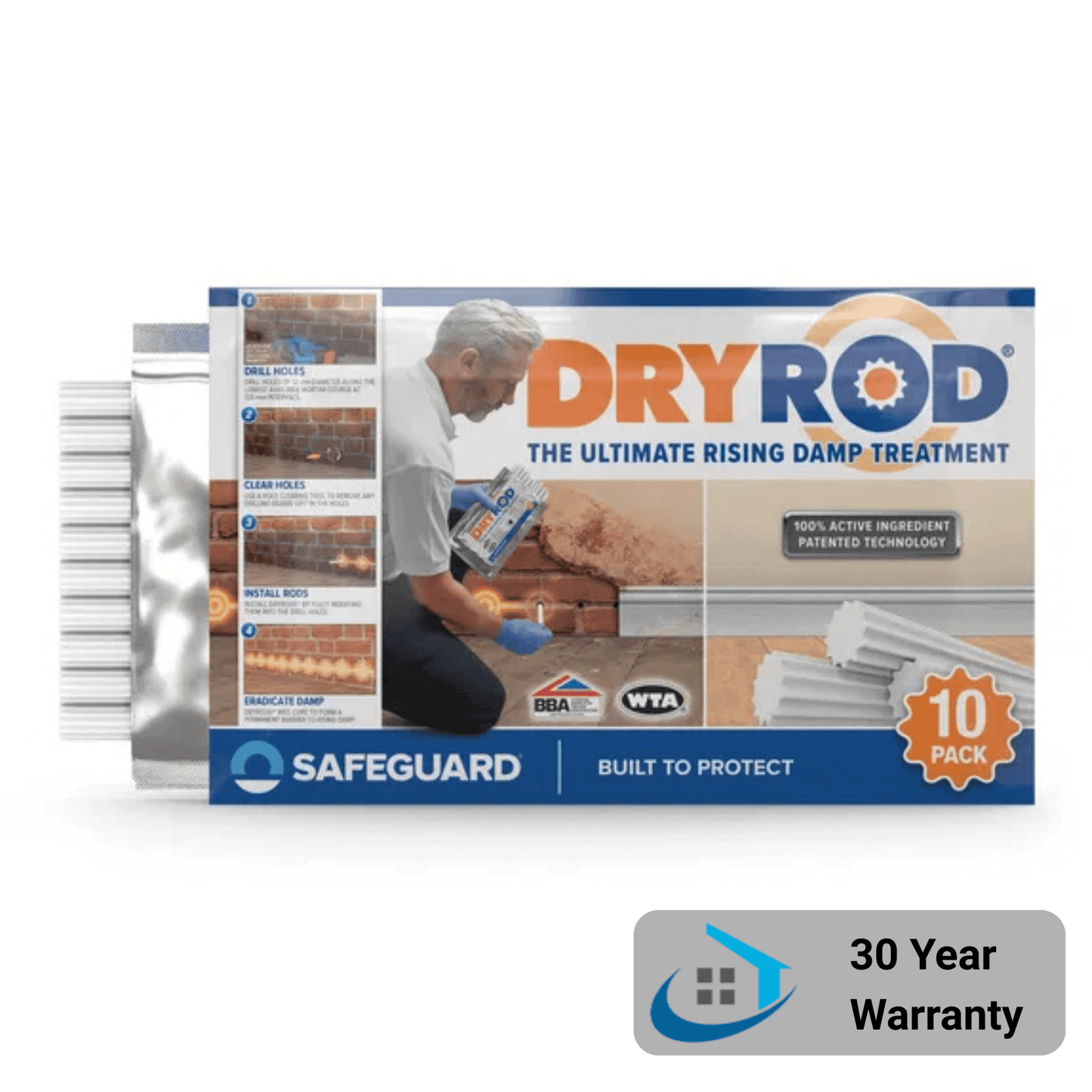 DryRod 10 pack – rising damp barrier rods for masonry wall protection