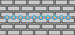 Pattern for drilling while treating rising damp